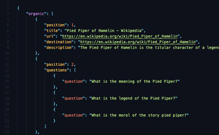 google search api response