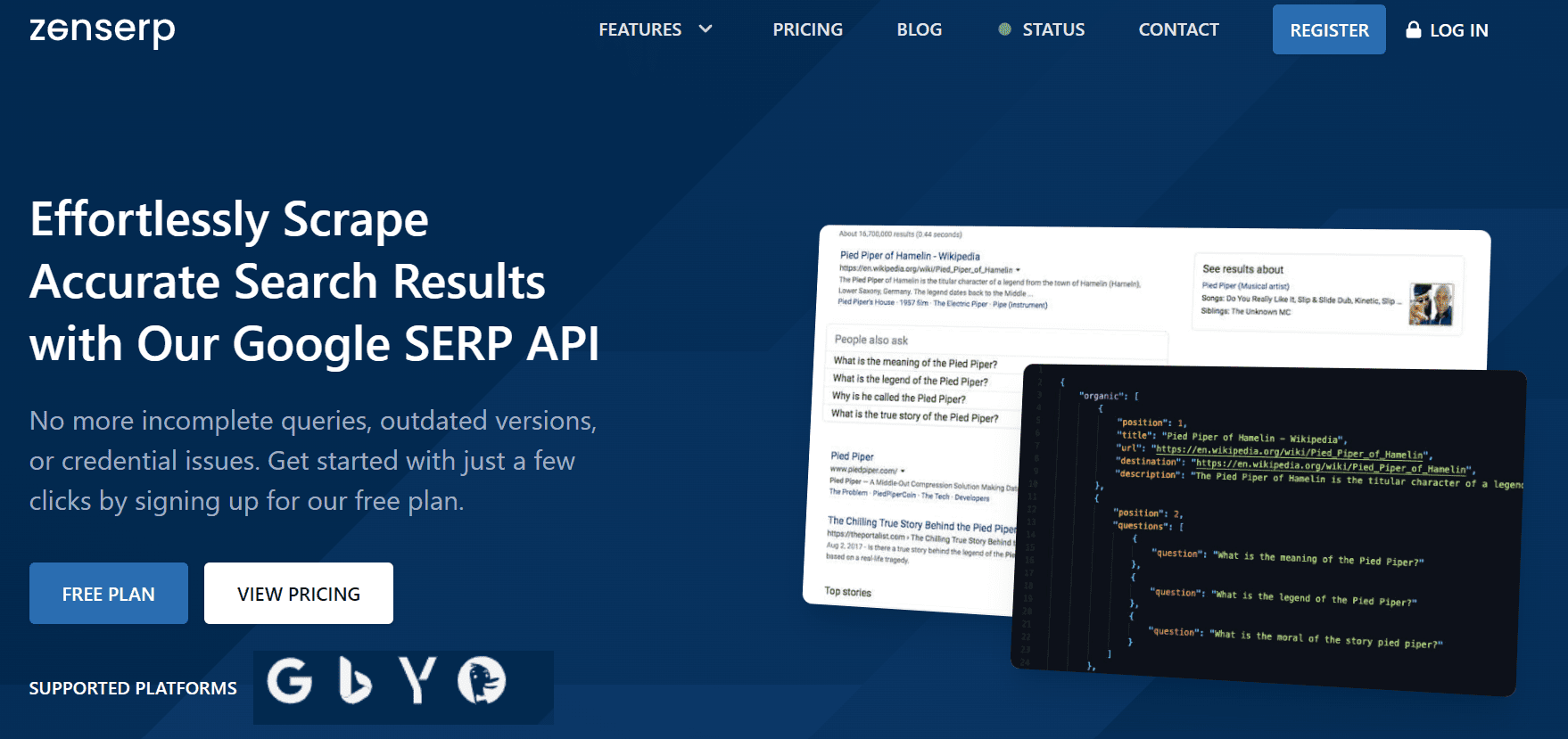Zenserp API homepage