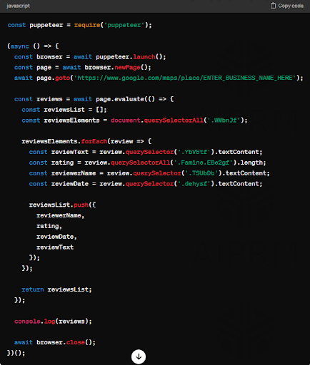 Google SERP page with results