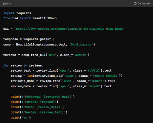 Basic example of Python code for image search