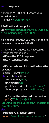 Data storage example in CSV format