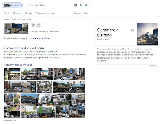 Bing search API results