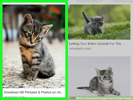 Selecting an image in search results